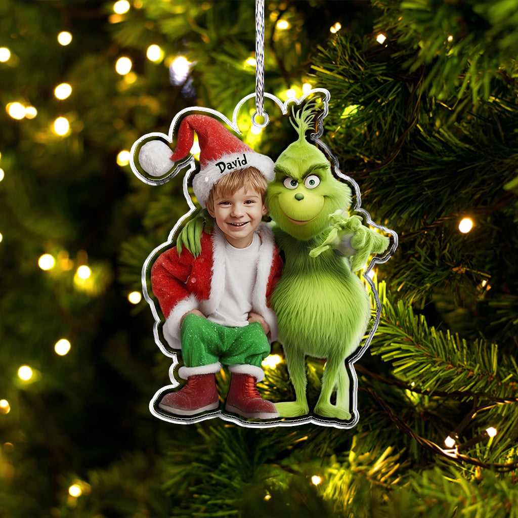 Green Monster Friend - Personalized Stole Christmas Custom Shaped Ornament