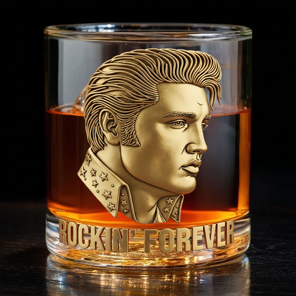 Rockin' Forever - Verre à whisky personnalisé King of Rock and Roll