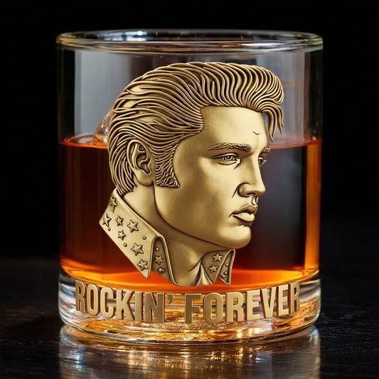 Rockin' Forever - Verre à whisky personnalisé King of Rock and Roll