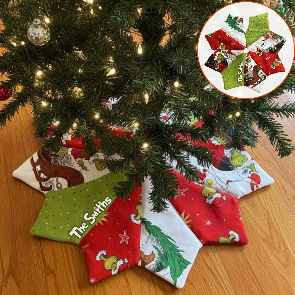 Green Mischief Christmas - Jupe de sapin personnalisée en forme d'étole de Noël