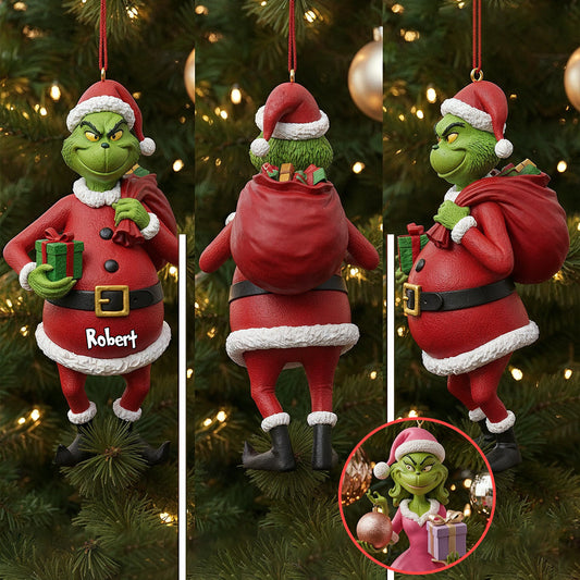 Figurine Joyeux Grinchmas - Ornement de Noël personnalisé avec étole, figurine 3D sur mesure