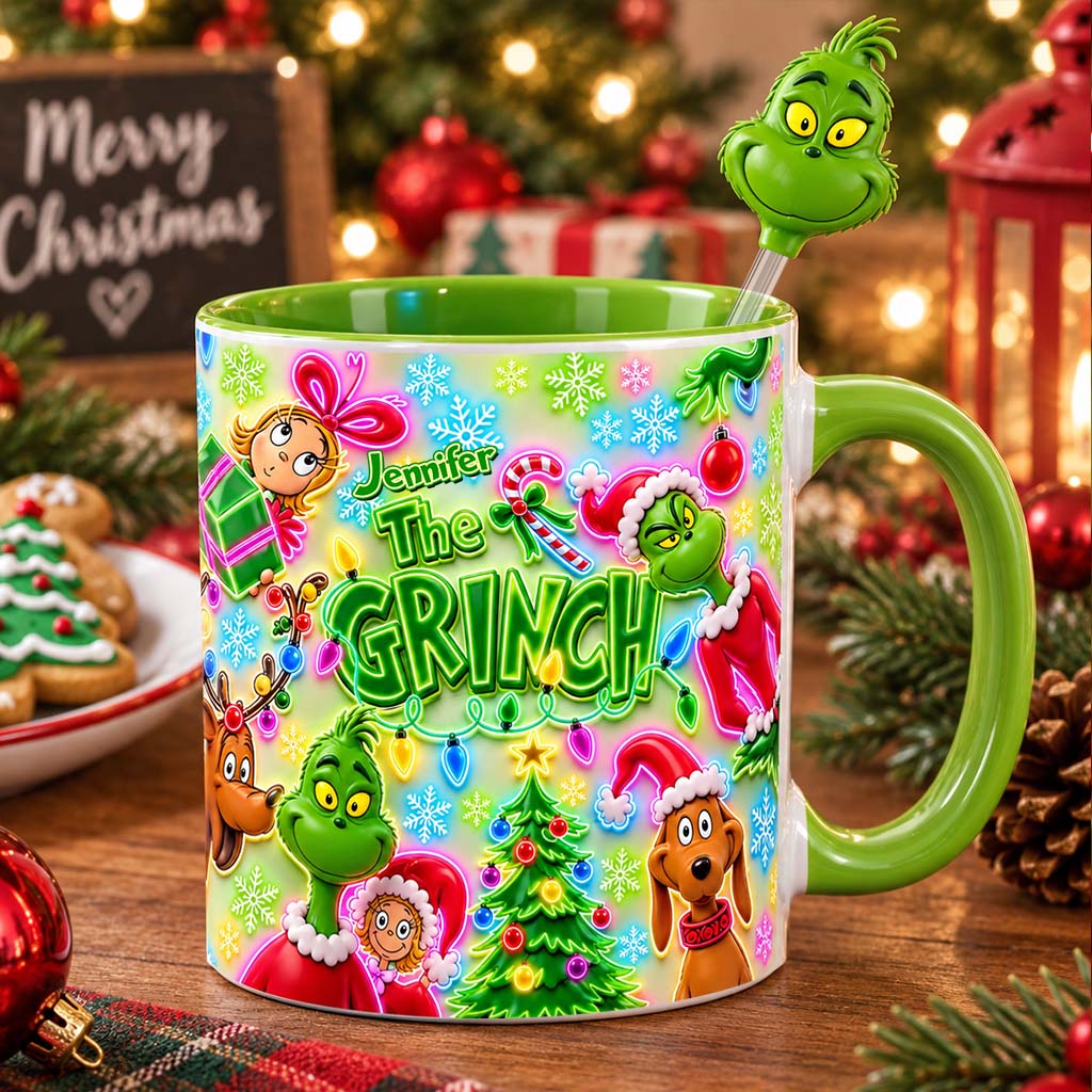 Merry Greenmas - Personalized Stole Christmas Set Accent Mug with Acrylic Stirrers