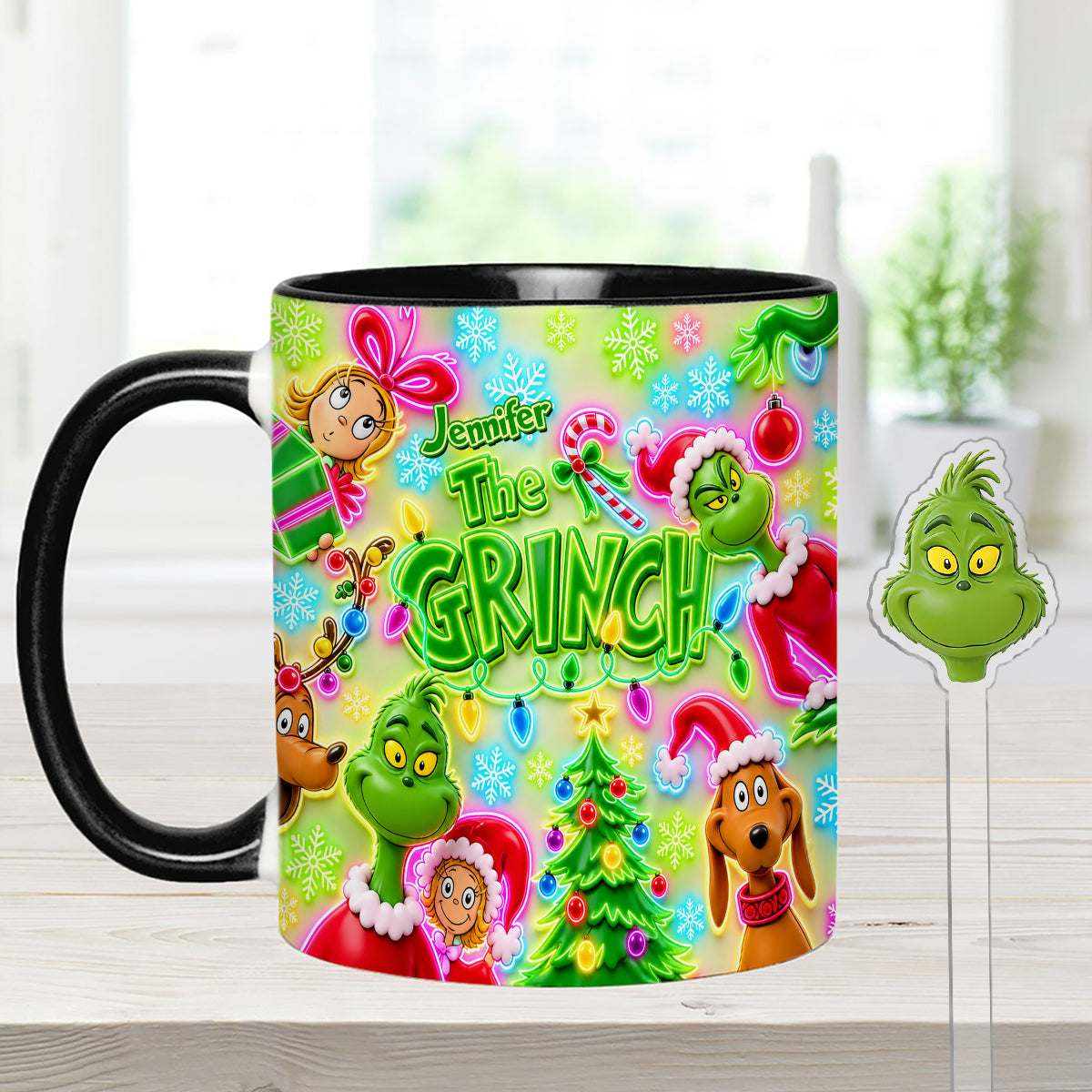 Merry Greenmas - Personalized Stole Christmas Set Accent Mug with Acrylic Stirrers