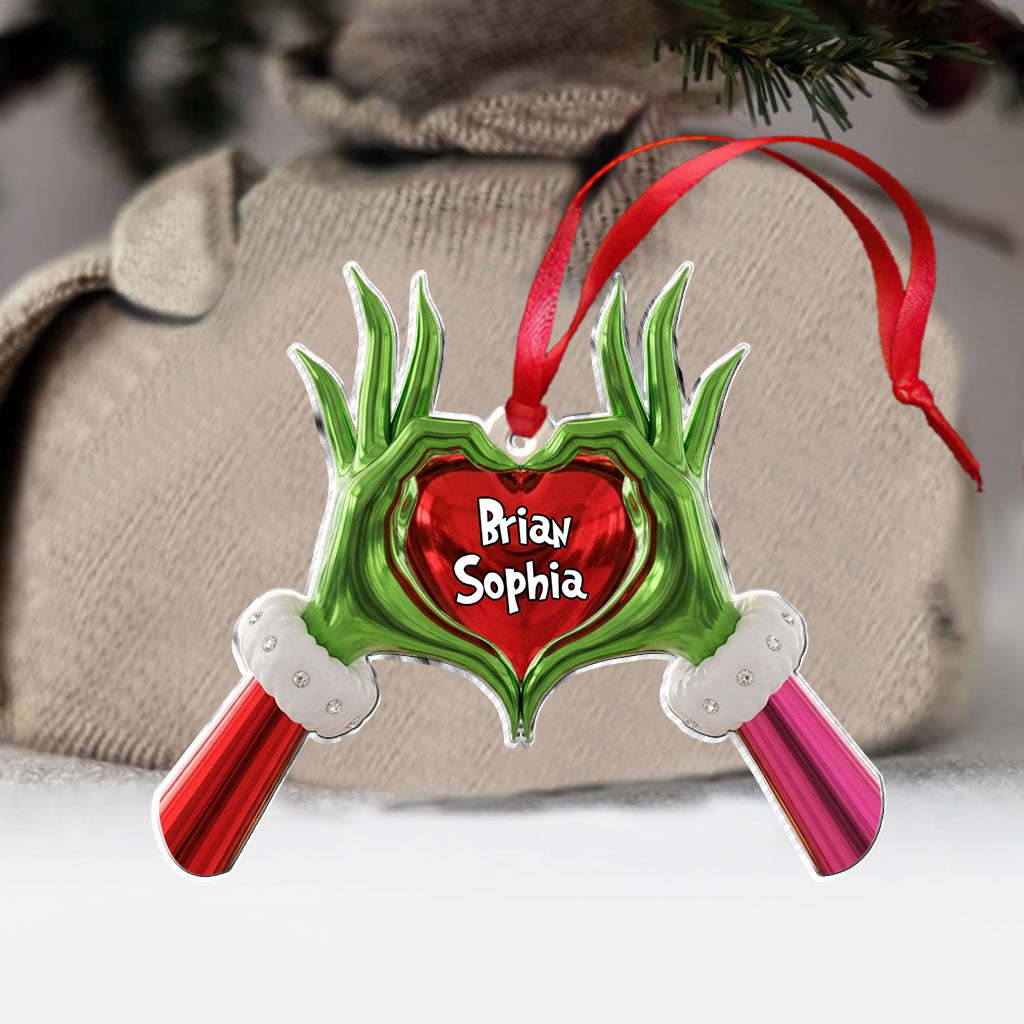 Couple Grinchmas - Ornement de Noël personnalisé en étole