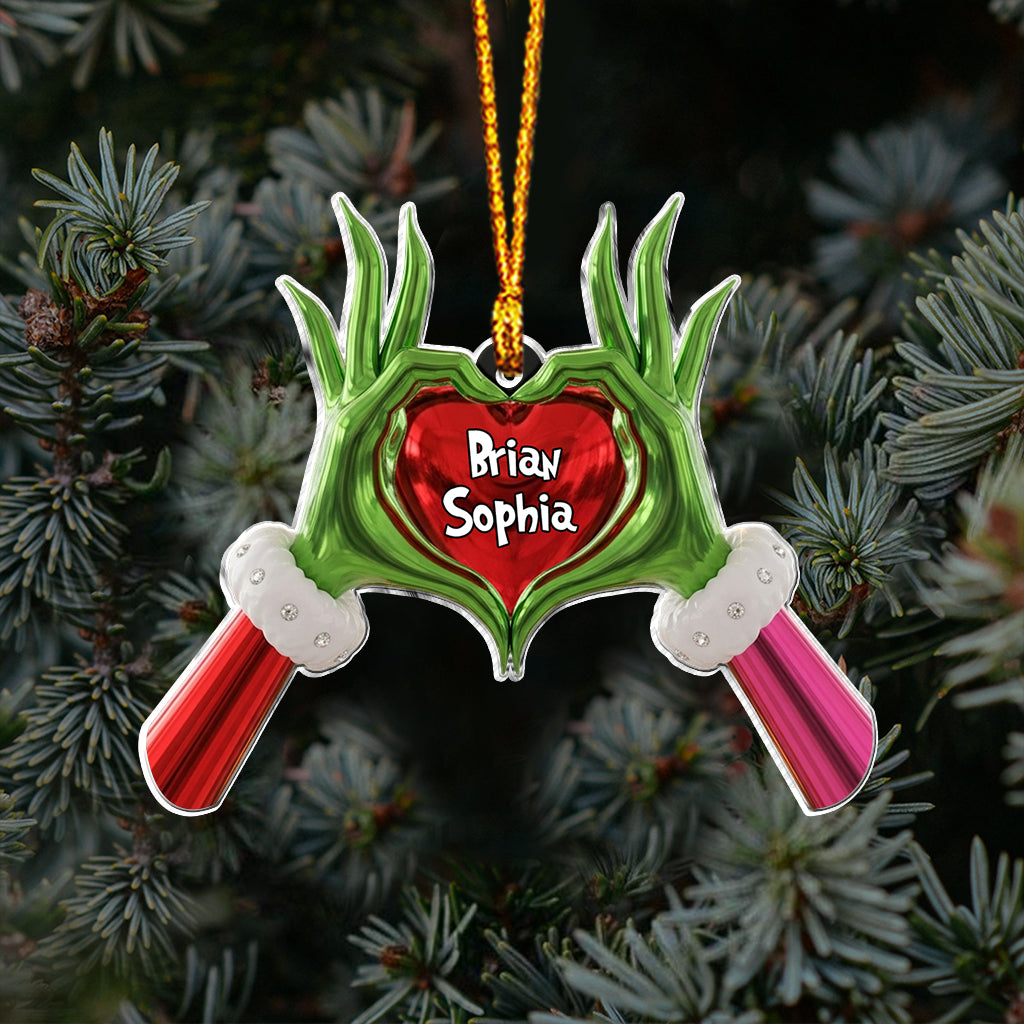 Couple Grinchmas - Ornement de Noël personnalisé en étole