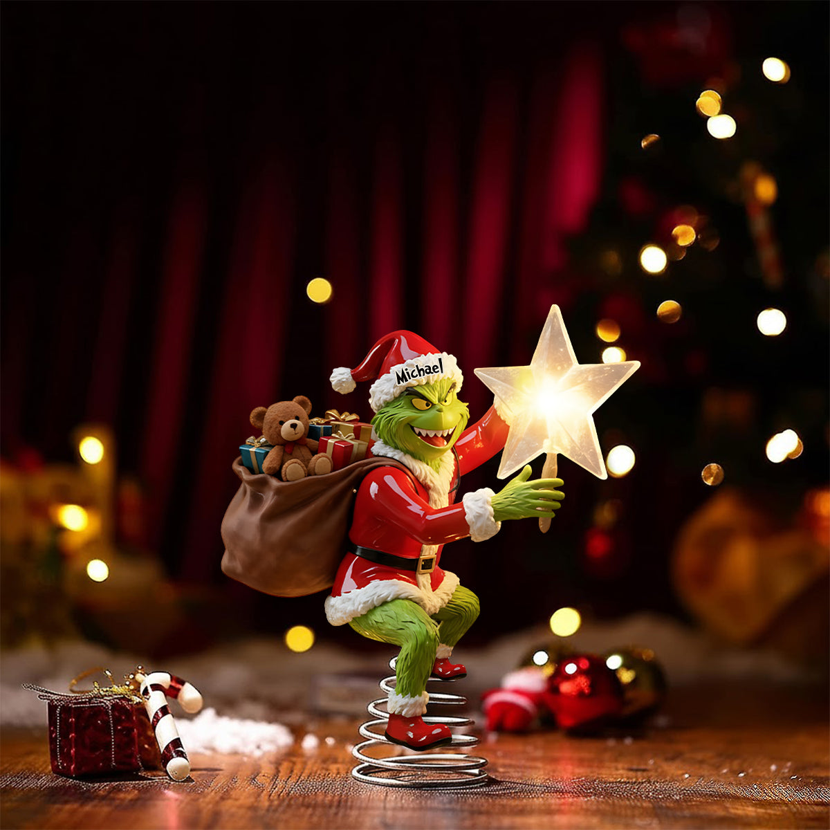 Merry Grinchmas - Personalized Stole Christmas LED Light Tree Topper