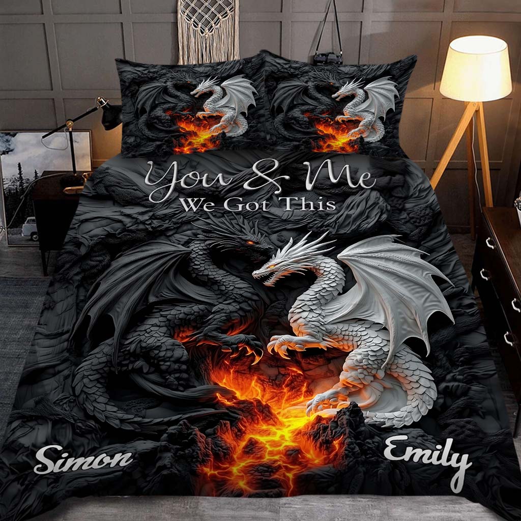 You And Me We Got This - Personalized Dragon Quilt Set