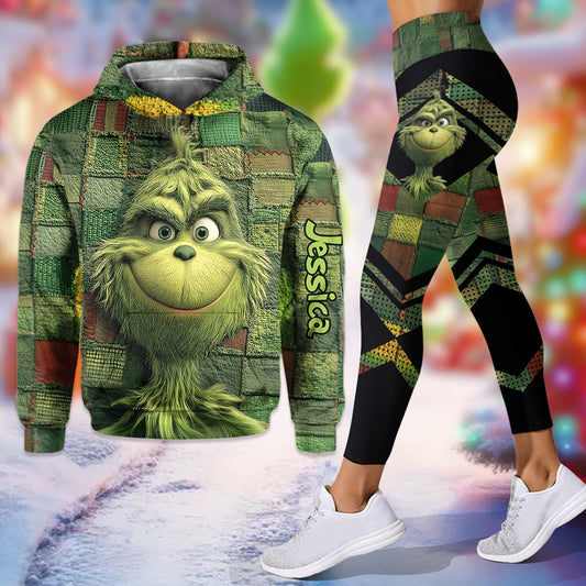 Noël vert - Sweat à capuche et leggings personnalisés avec étole de Noël