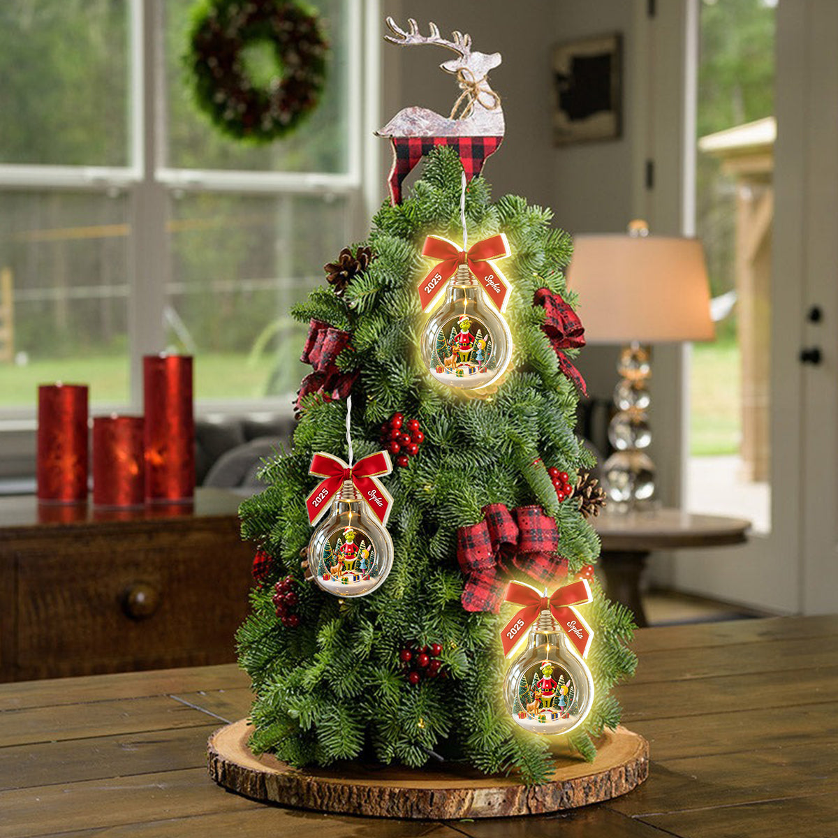 Joyeux Grinchmas - Étole de Noël personnalisée avec lumière LED