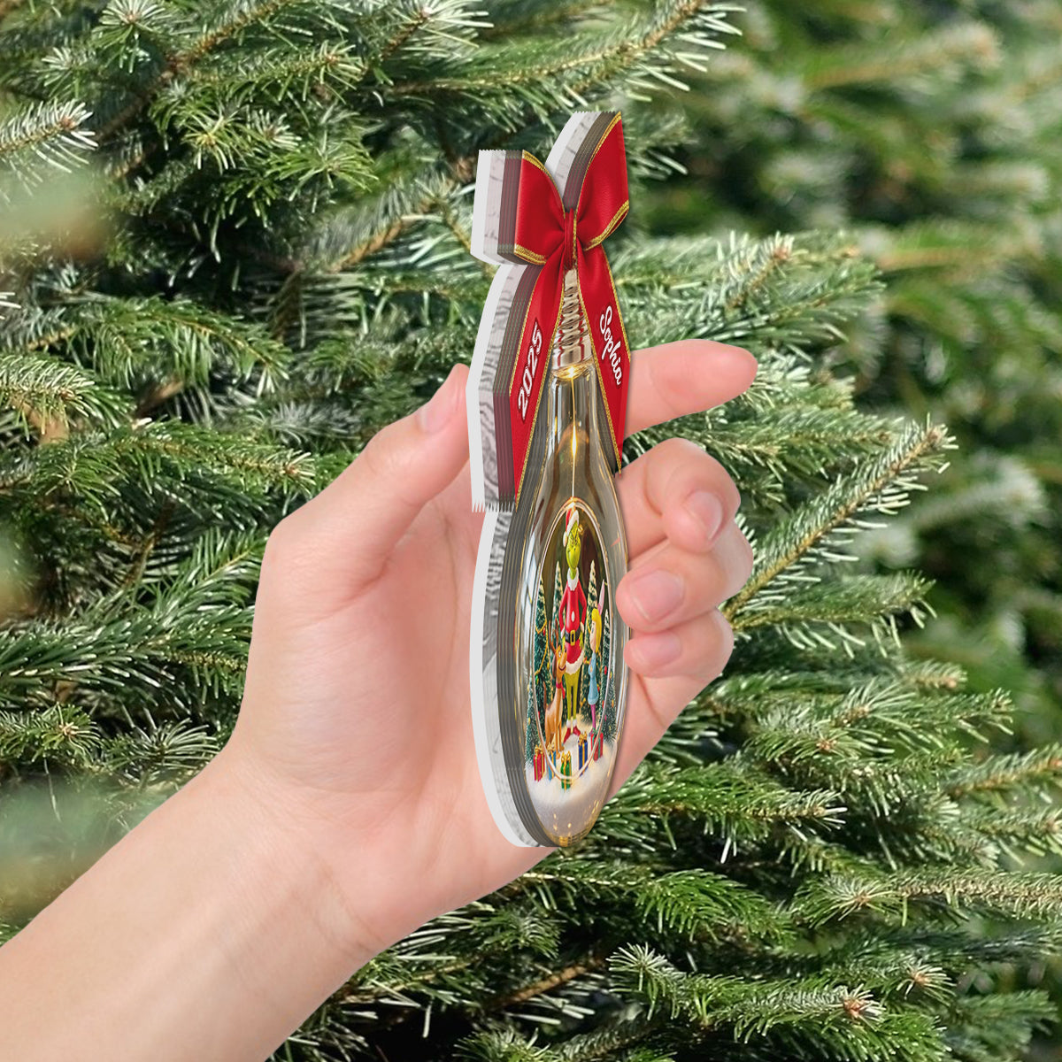 Joyeux Grinchmas - Étole de Noël personnalisée avec lumière LED