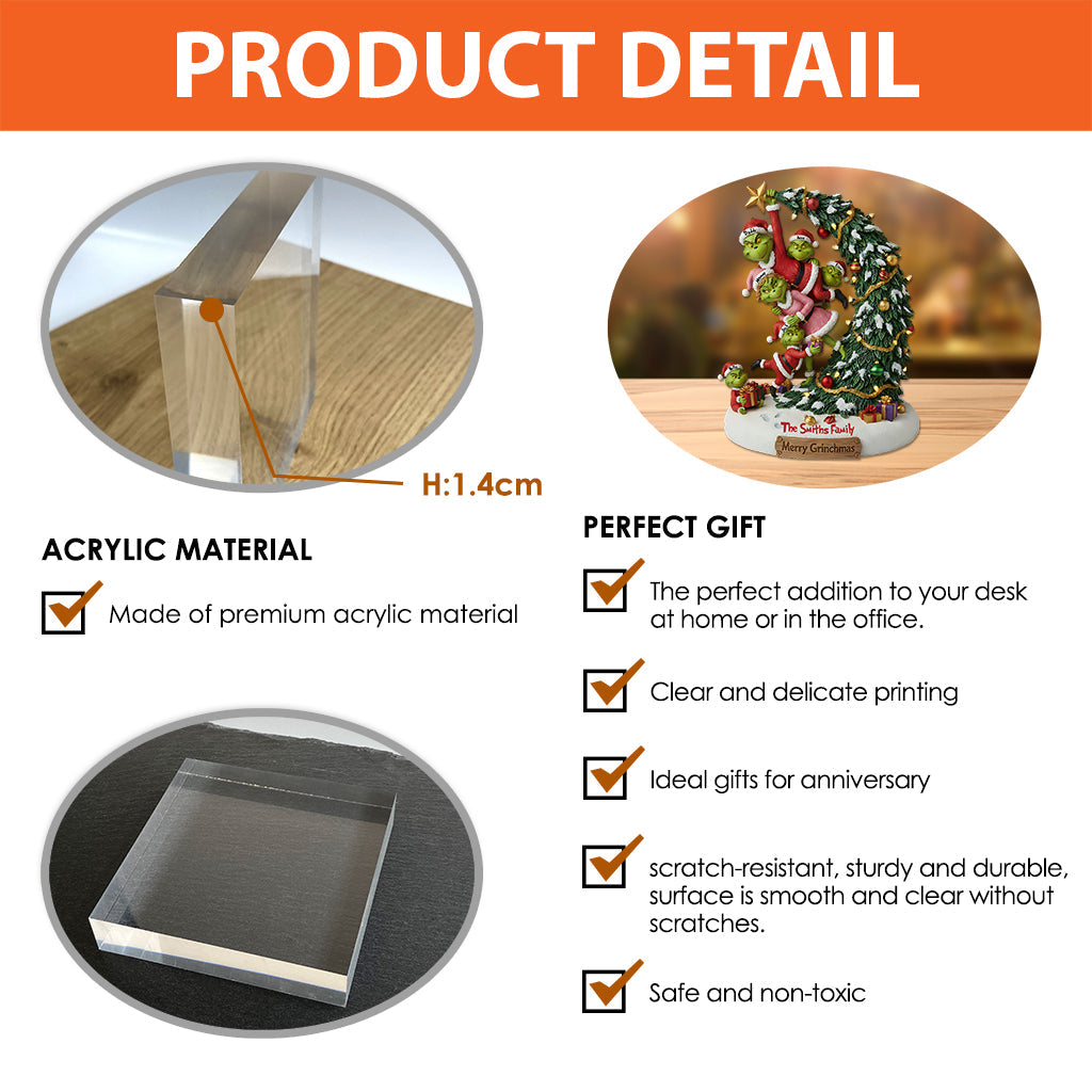 Cadeaux de famille - Étole de Noël personnalisée, plaque acrylique sur mesure