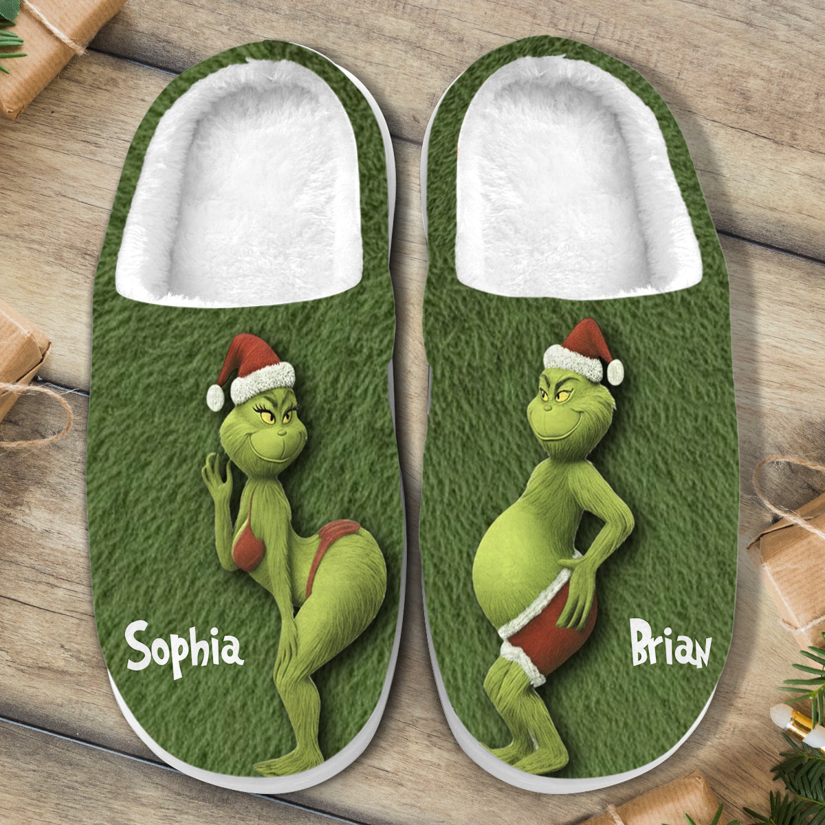 Le film Green Monster Christmas - Chaussons de Noël personnalisés avec étole