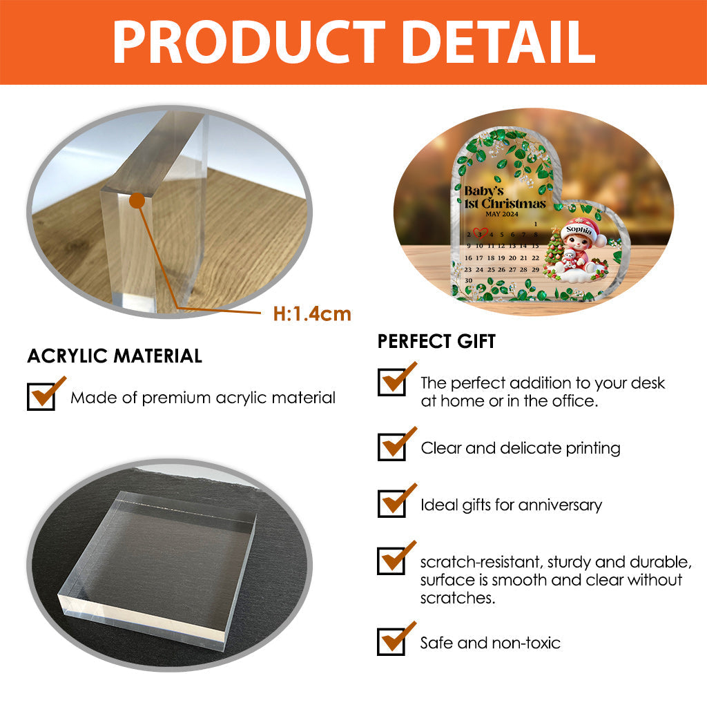 Baby 1st Christmas - Personalized Family Custom Shaped Acrylic Plaque