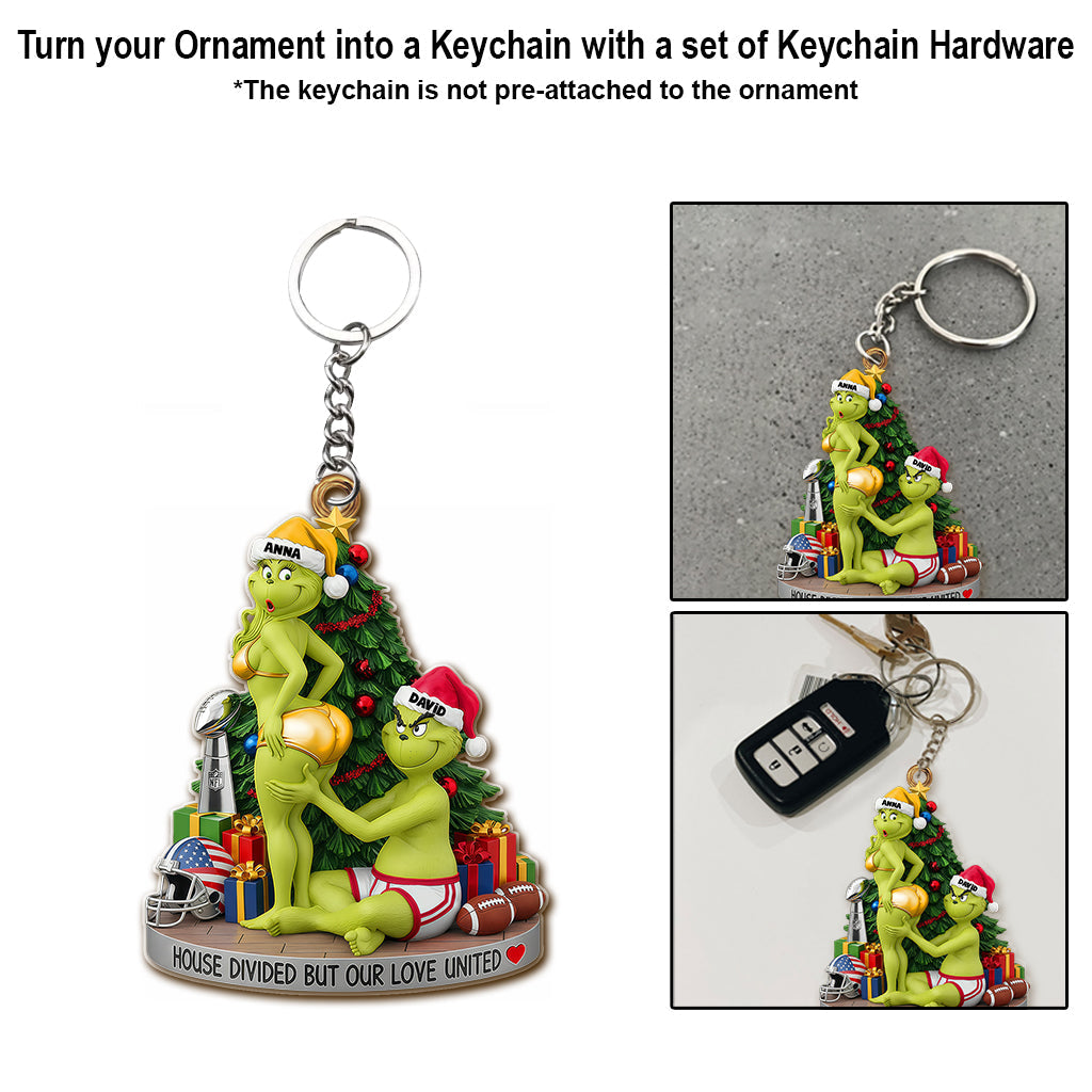 Green Monster Couple - Personalized Stole Christmas Ornament