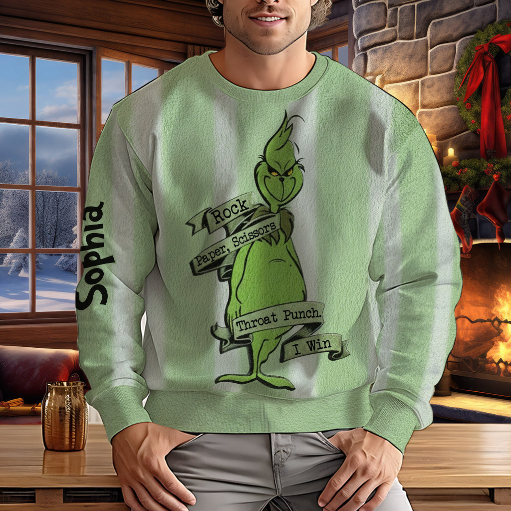Rock Paper Scissors - Personalized Stole Christmas Ugly Sweater