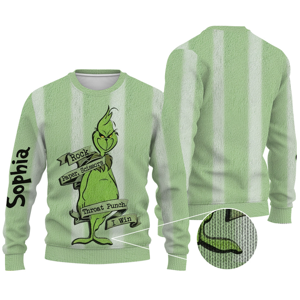 Rock Paper Scissors - Personalized Stole Christmas Ugly Sweater
