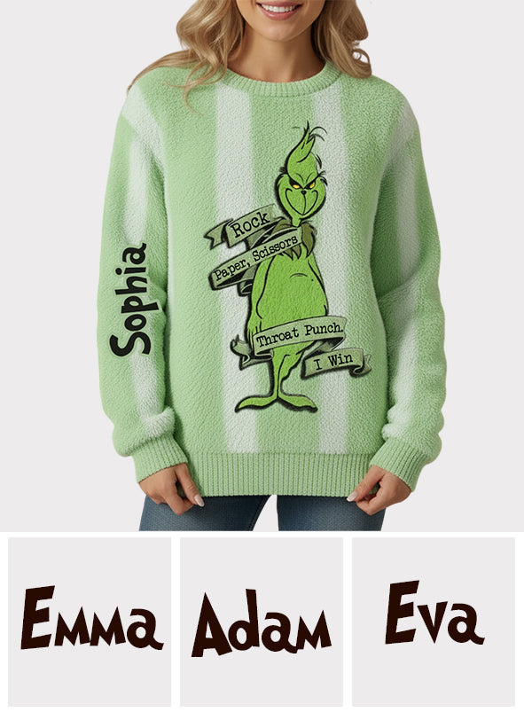 Rock Paper Scissors - Personalized Stole Christmas Ugly Sweater