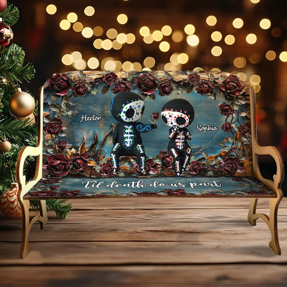 Til Death Do Us Part - Personalized Skull Wooden Bench
