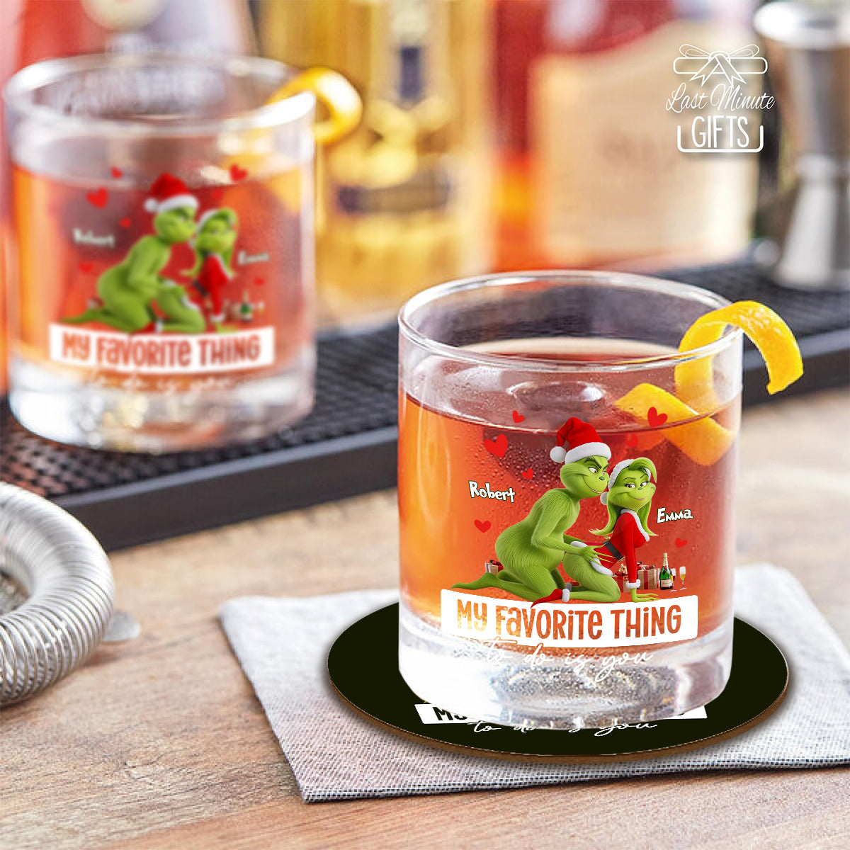 « Ce que je préfère faire, c'est toi », cadeau humoristique pour lui/mari/petit ami… - Verre à whisky de Noël personnalisé avec étole