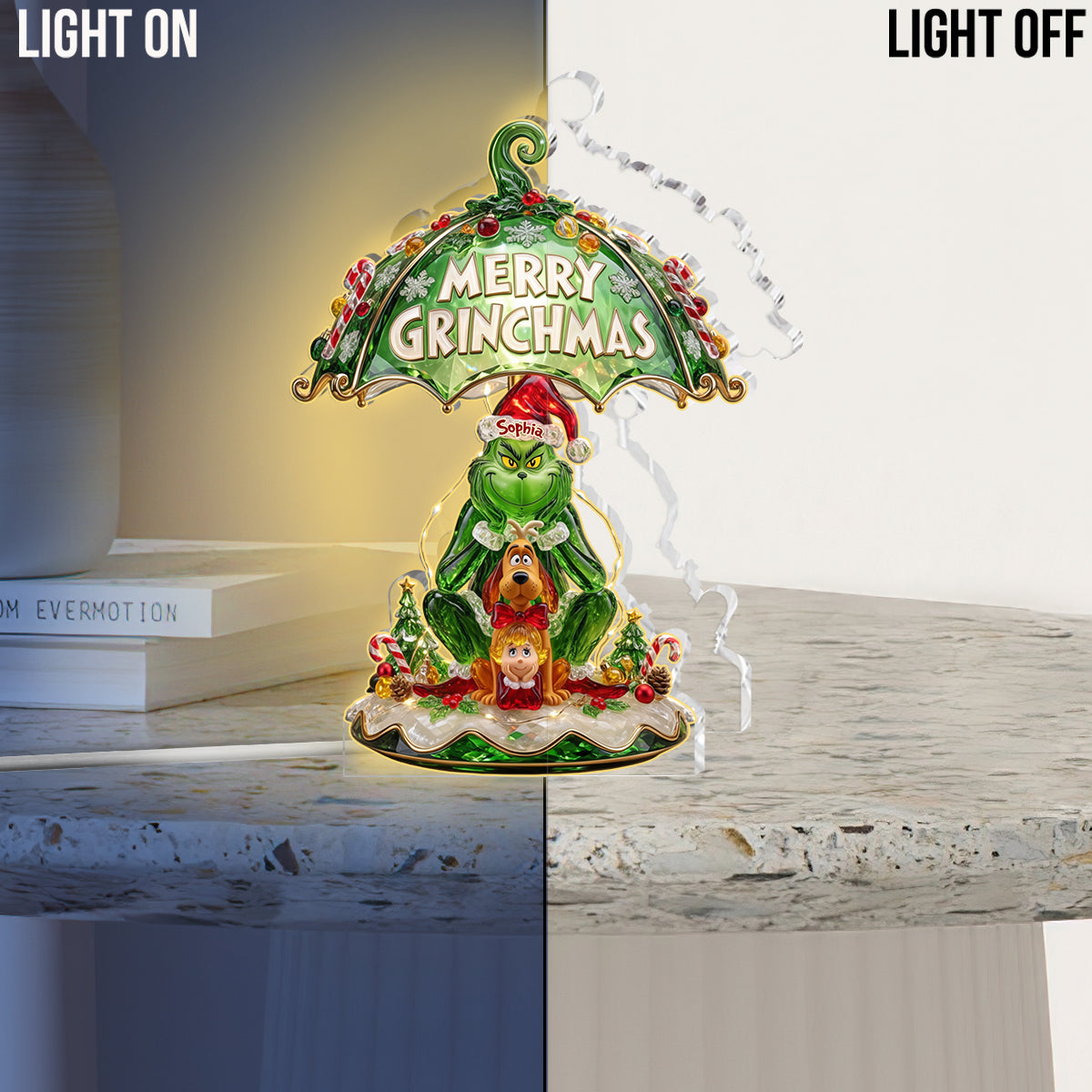 Merry Grinchmas - Personalized Stole Christmas Acrylic LED Night Light