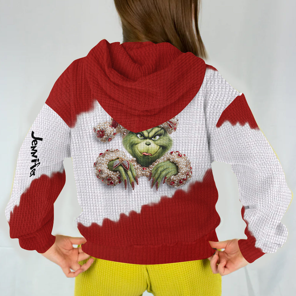 Stink Stank Stunk - Personalized Stole Christmas Waffle Hoodie
