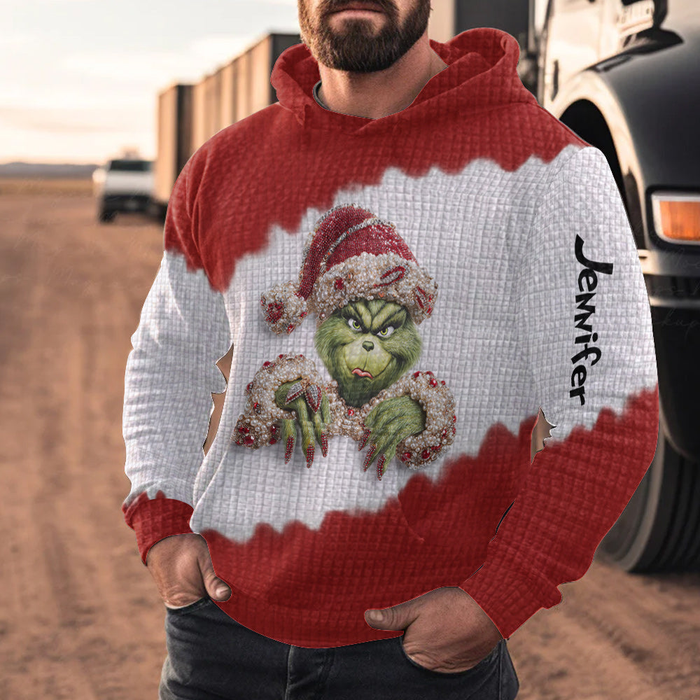 Stink Stank Stunk - Personalized Stole Christmas Waffle Hoodie