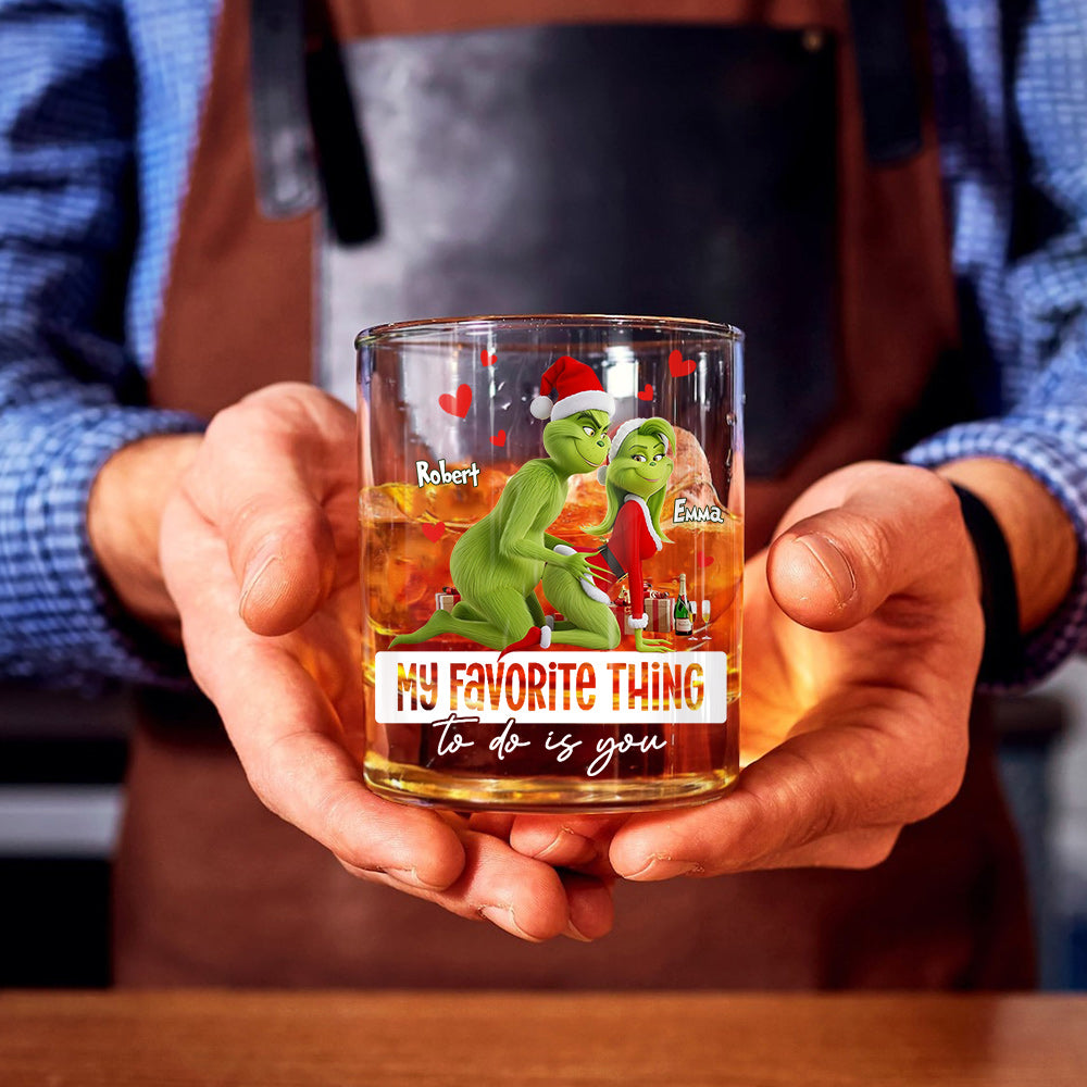 « Ce que je préfère faire, c'est toi », cadeau humoristique pour lui/mari/petit ami… - Verre à whisky de Noël personnalisé avec étole