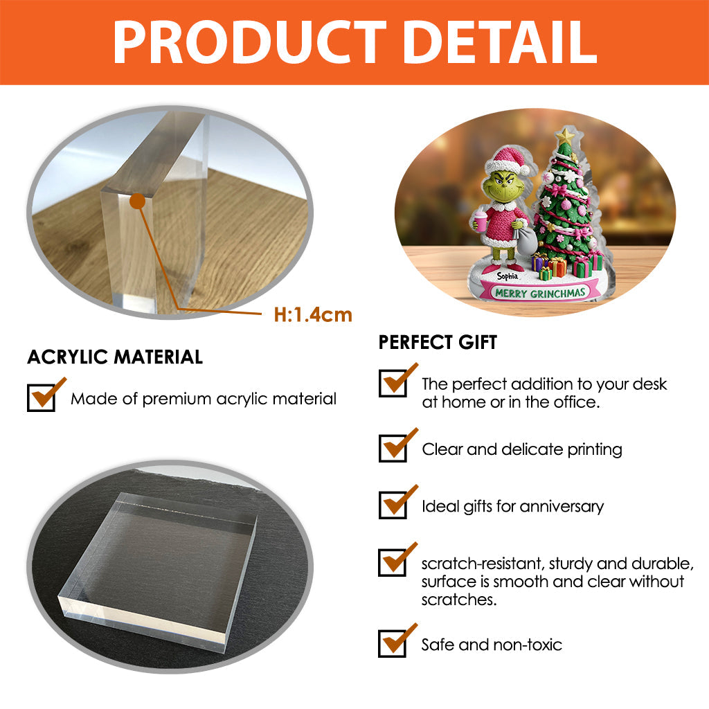 Joyeux Grinchmas - Étole de Noël personnalisée - Plaque acrylique sur mesure