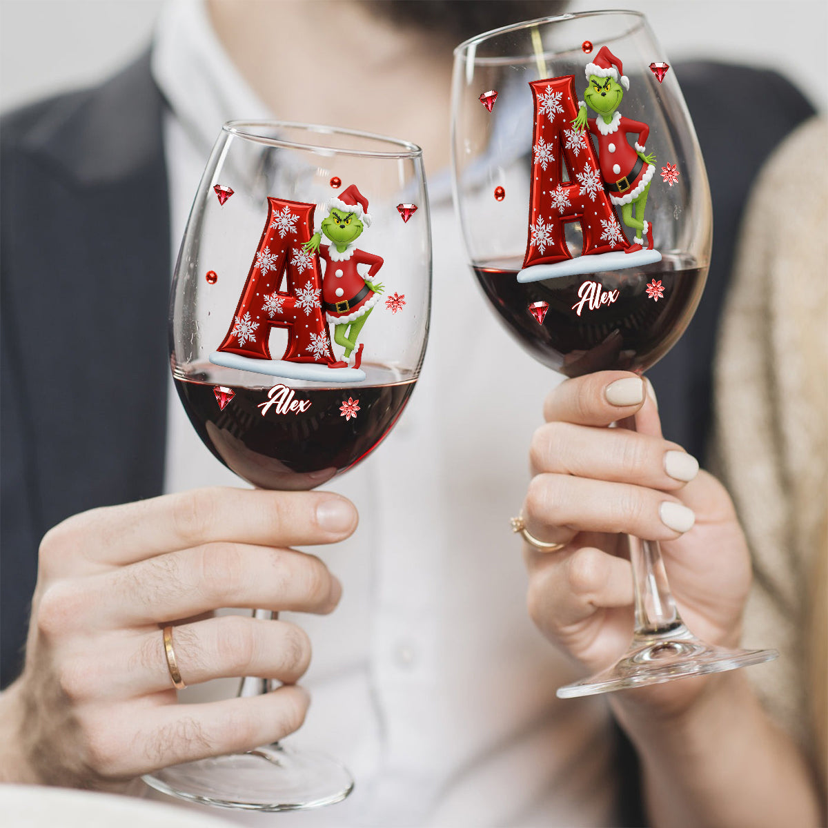 Merry Christmas - Personalized Stole Christmas Wine Glass With Long Stem