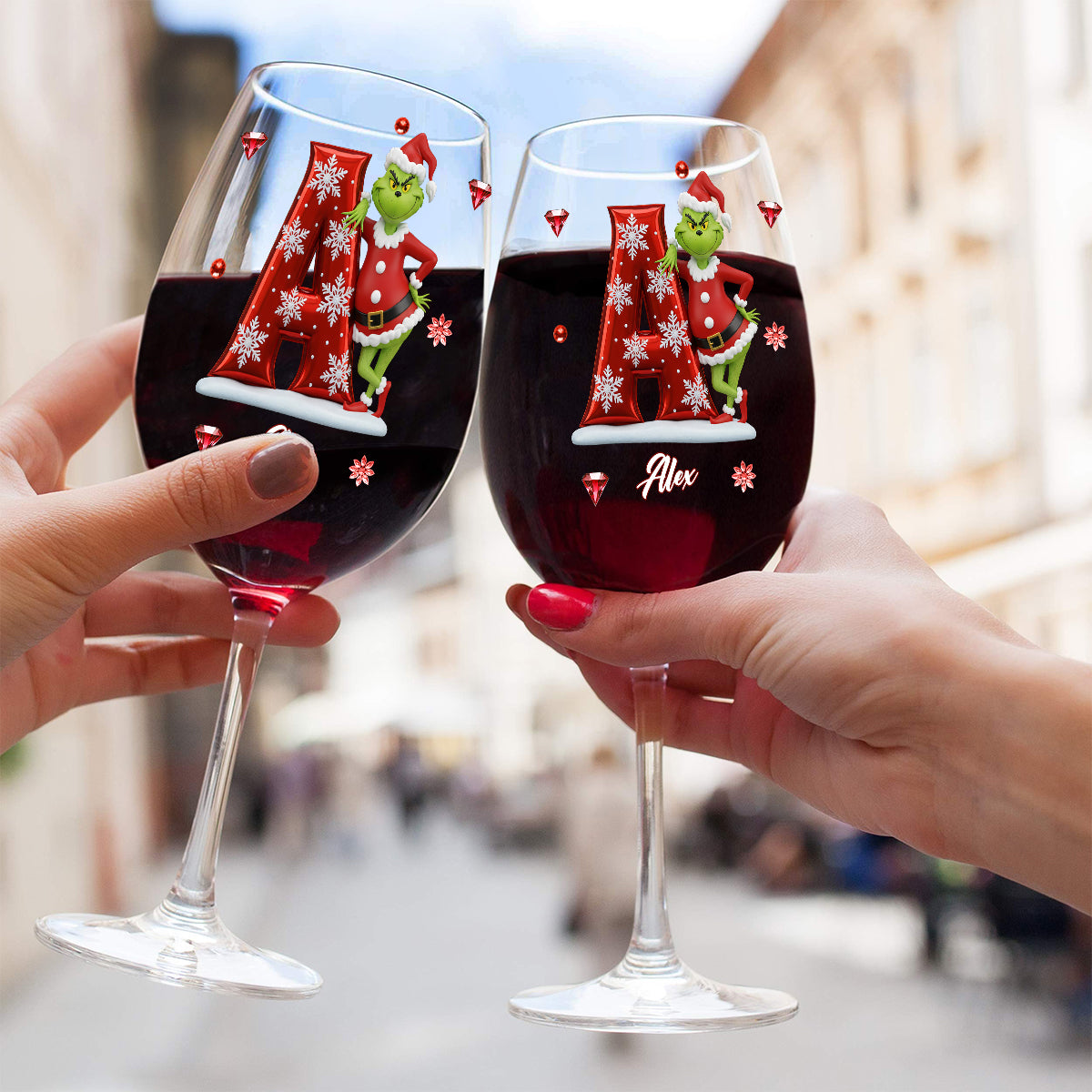 Merry Christmas - Personalized Stole Christmas Wine Glass With Long Stem