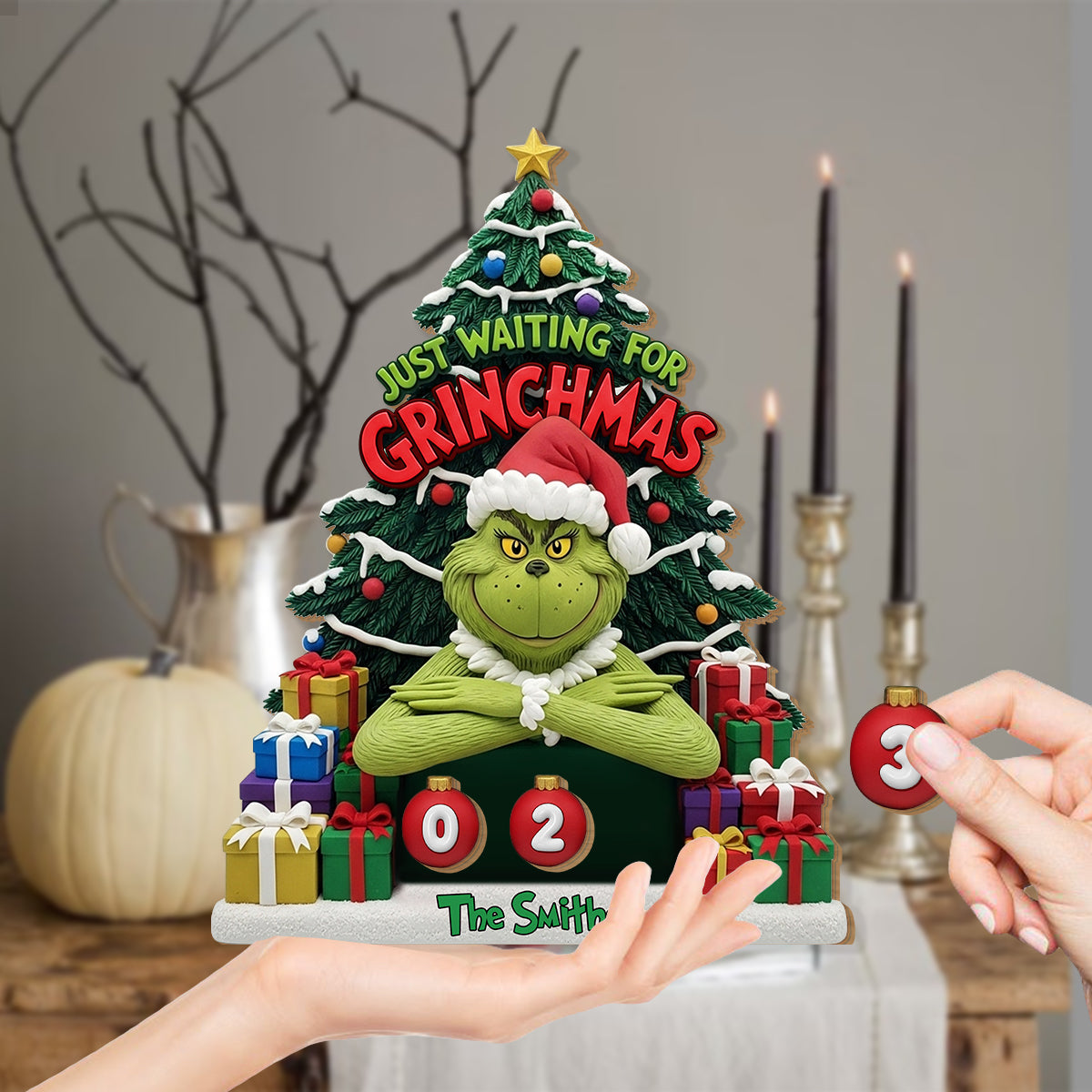 En attendant Noël - Plaque interchangeable personnalisée pour étole de Noël