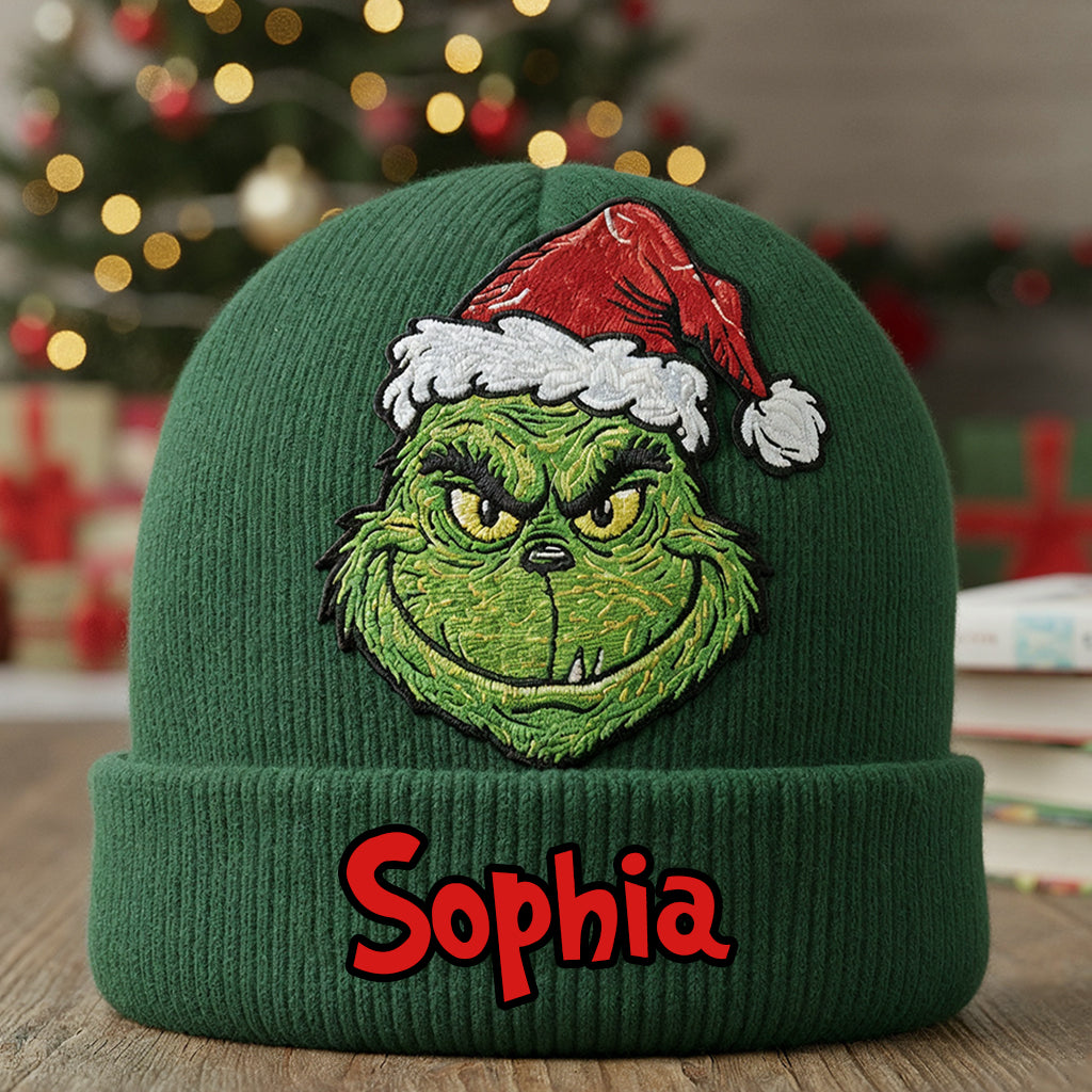 Joyeux Grinchmas - Bonnet de Noël personnalisé avec étole et écussons