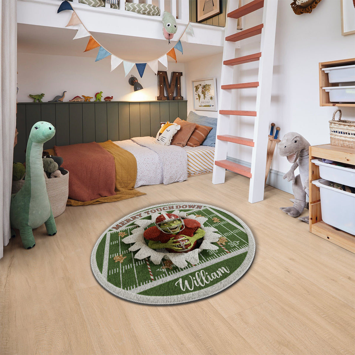 Merry Touchdown - Personalized Stole Christmas Non-Slip Tufted Rug