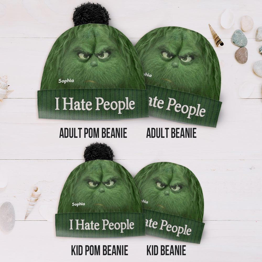 I Hate People - Grinchmas - Personalized Stole Christmas Beanie Hat