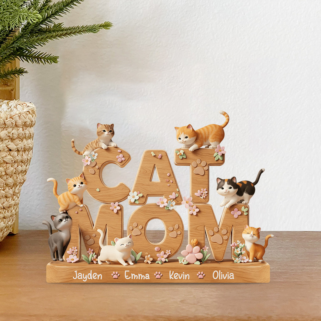 J'adore les chats - Plaque acrylique personnalisée en forme de chat
