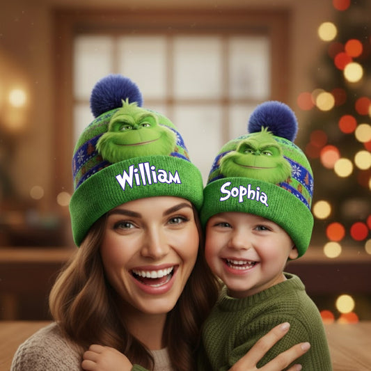 Noël Green Monster - Bonnet de Noël personnalisé avec étole