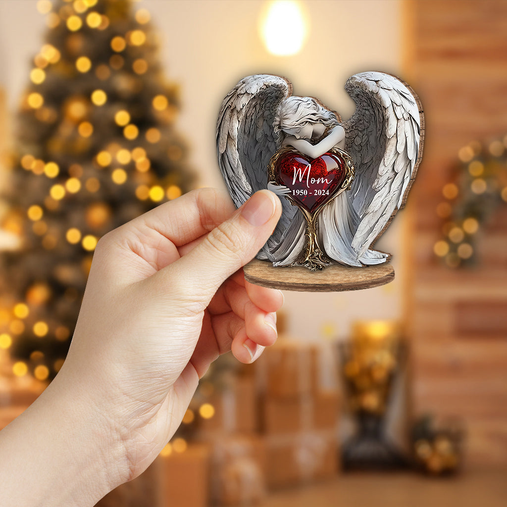 On Angels Wings - Personalized Memorial Freestanding Wood Plaque