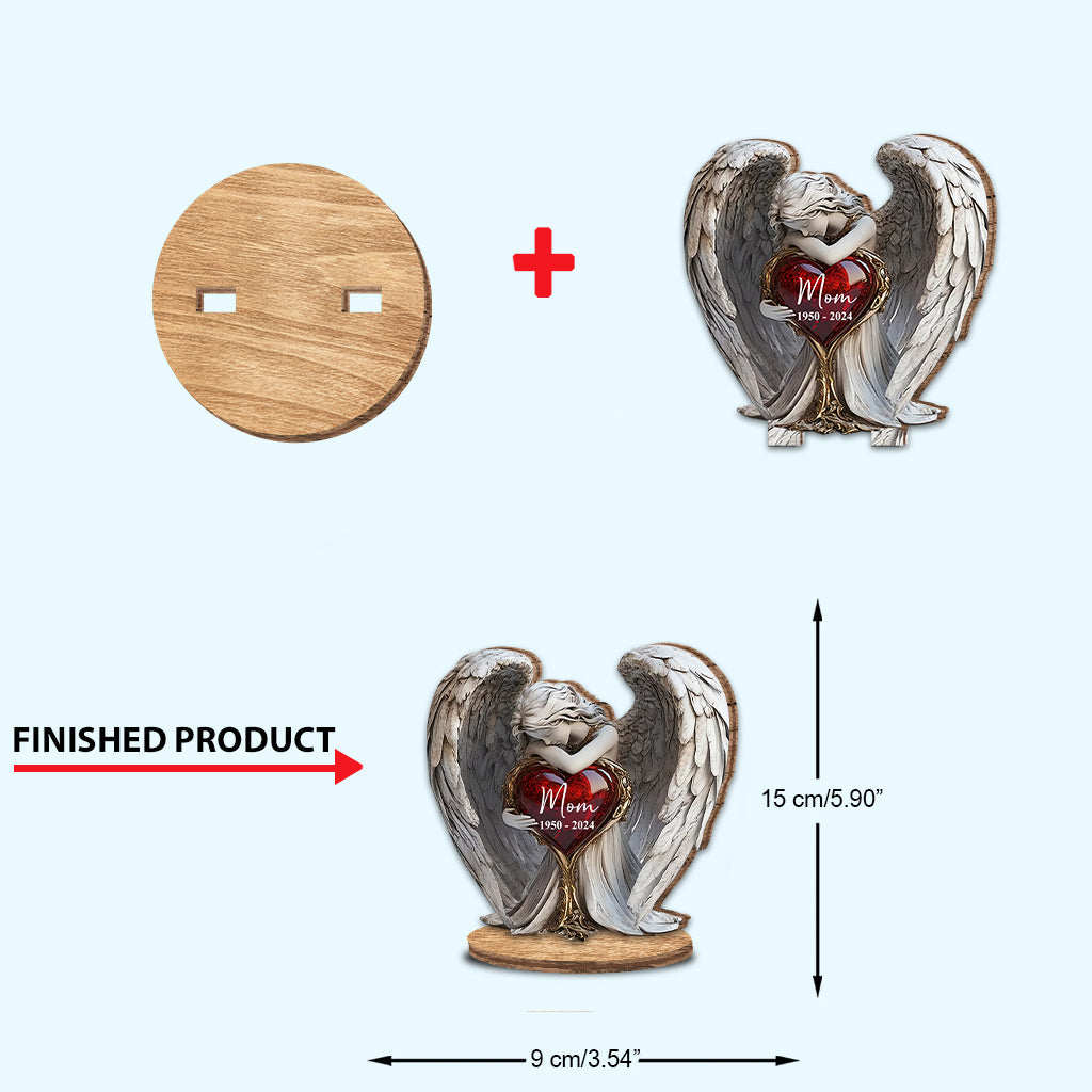 On Angels Wings - Personalized Memorial Freestanding Wood Plaque