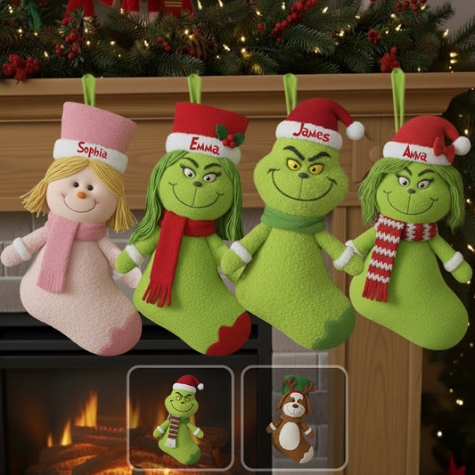 Joyeux Noël vert - Étole personnalisée en forme de bas de Noël