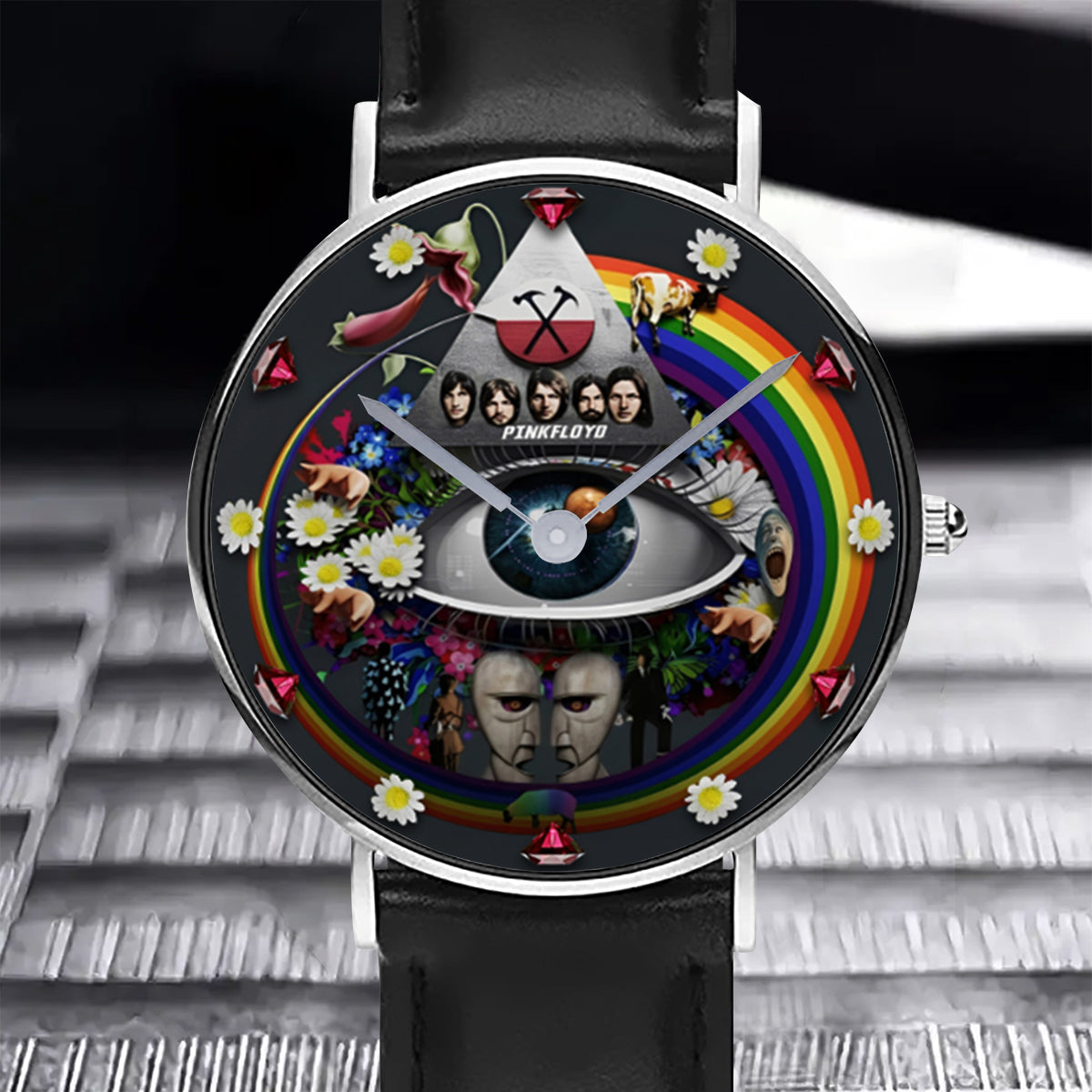 Pink Fl Rock Band - 60e anniversaire - Montre à aiguilles The Prism personnalisée