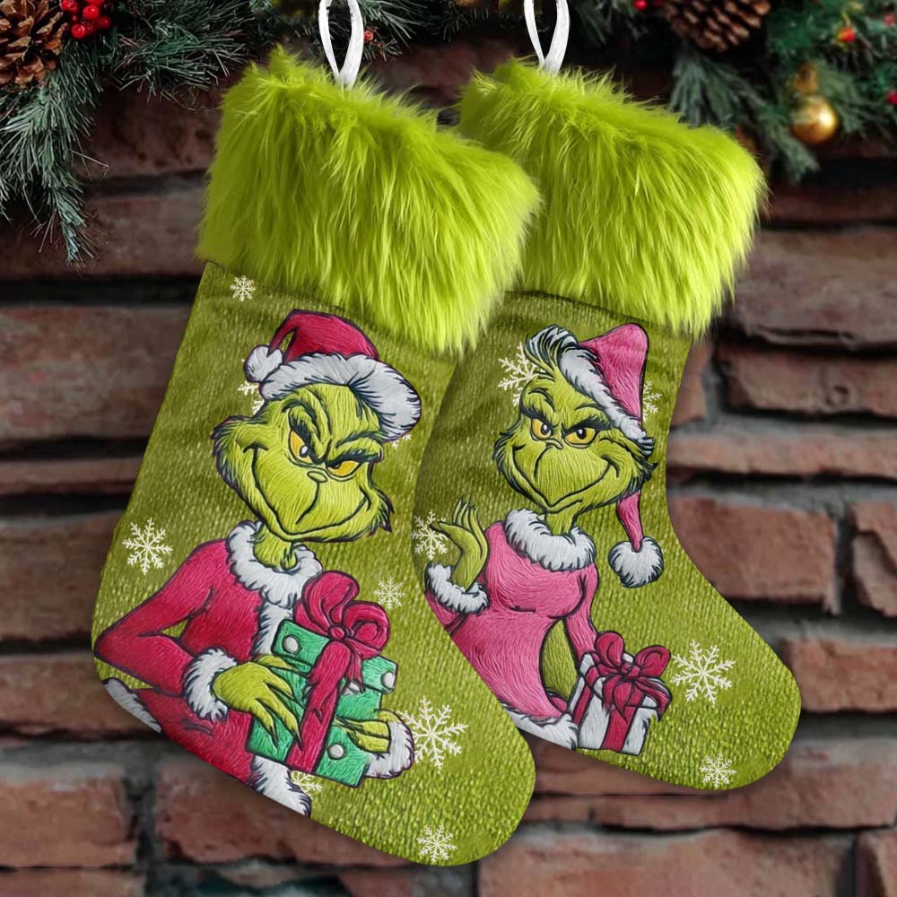 Joyeux Grinchmas - Étole de Noël personnalisée et bas de Noël