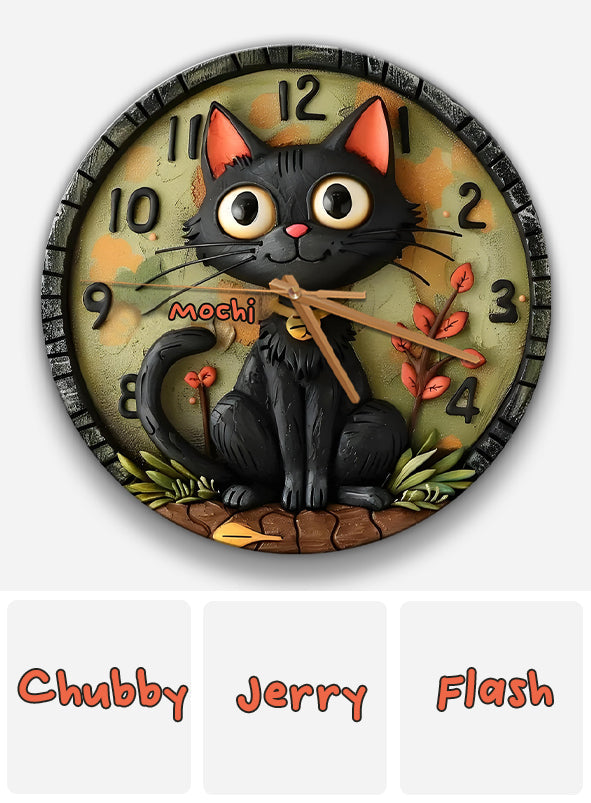 Horloge murale personnalisée Chat Noir Mignon