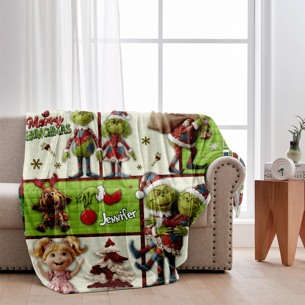 Couverture de Noël personnalisée avec le Grinch, le monstre du film classique de Noël