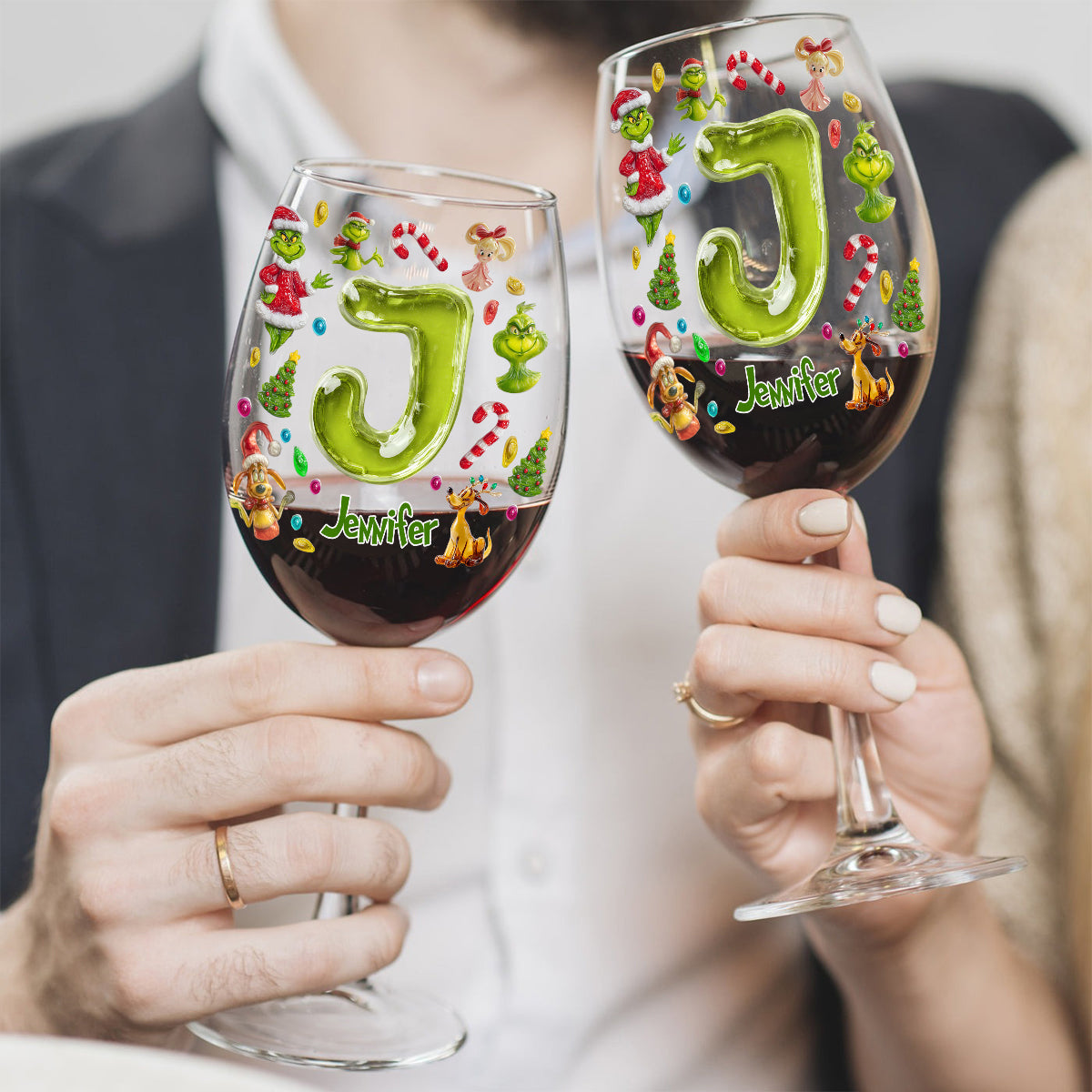 Merry Greenmas - Personalized Stole Christmas Wine Glass With Long Stem
