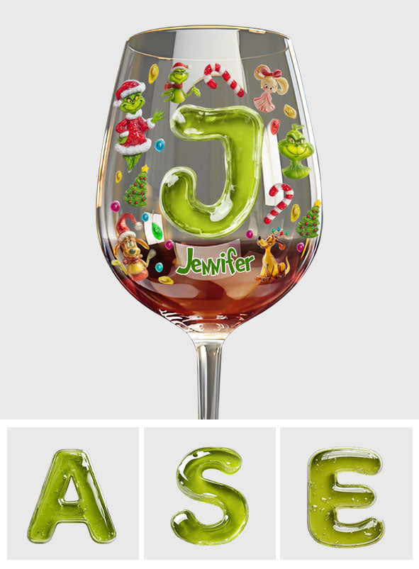Merry Greenmas - Personalized Stole Christmas Wine Glass With Long Stem