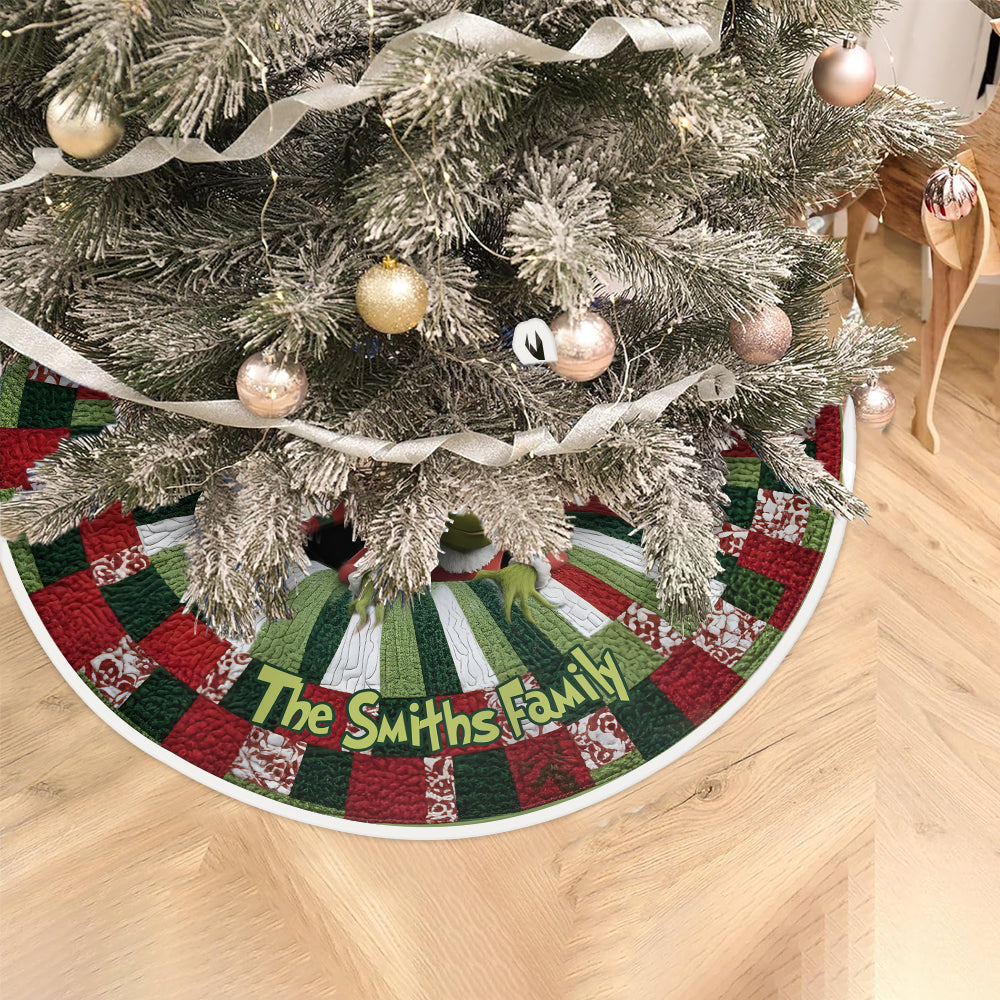 Green Naughty 3D Abyss Christmas Stolen Gifts - Personalized Stole Christmas Tree Skirt