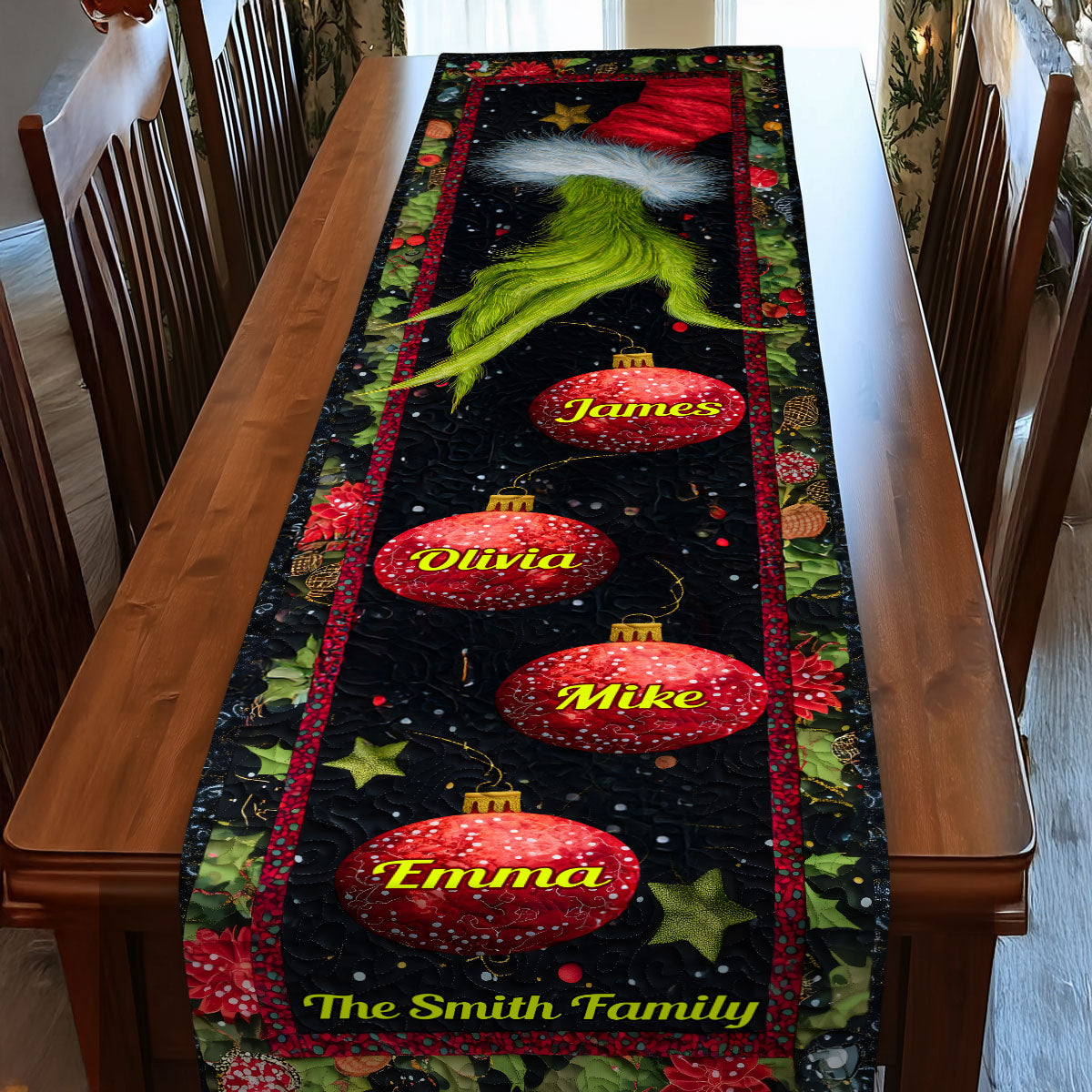 Happy Family - Personalized Stole Christmas Table Runner