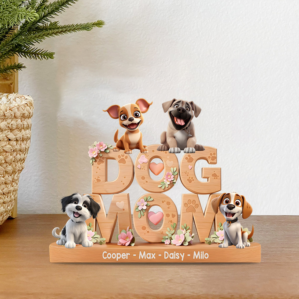 Maman de chien - Plaque acrylique personnalisée en forme de chien
