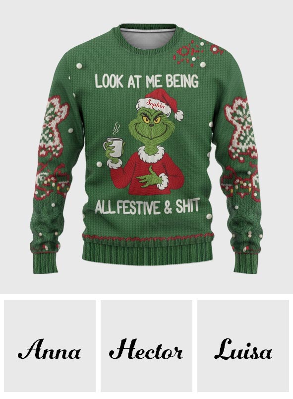 Humeur coquine de Greenmas - Étole de Noël personnalisée Pull moche
