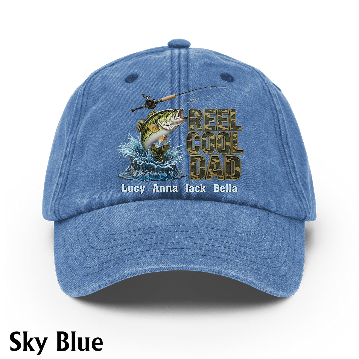 Papa cool - Casquette en jean délavé personnalisée pour la pêche